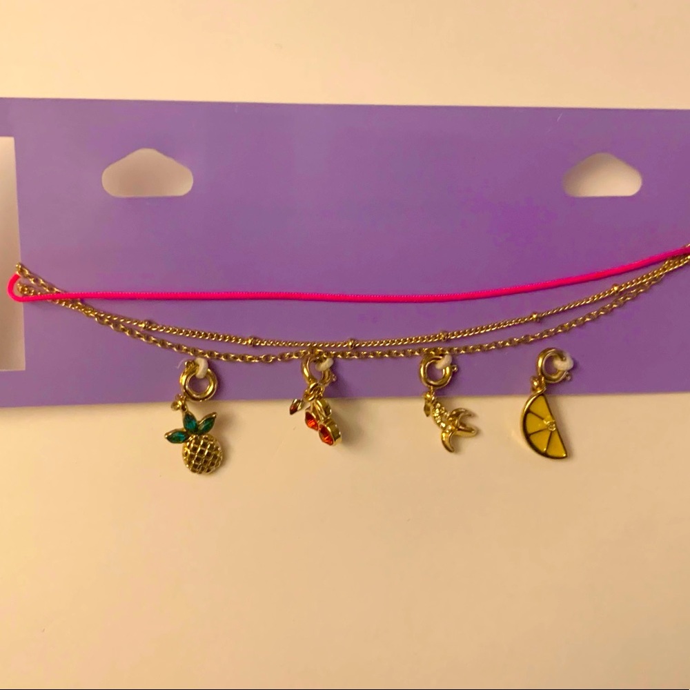 [3/$28] 💝Rainbow Layered Gold Chocker With Fruit Charms